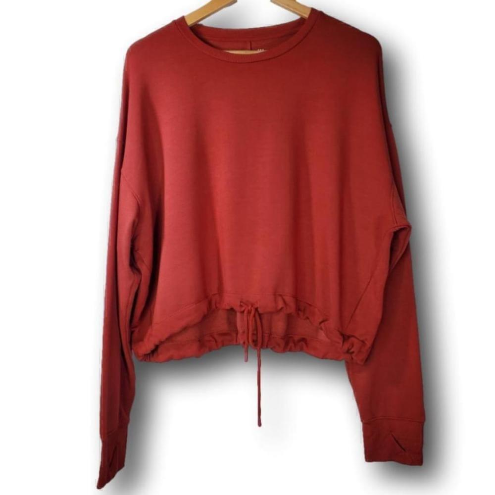 All in Motion Drawstring Waist Long Sleeve Sweater Red Orange Size XL